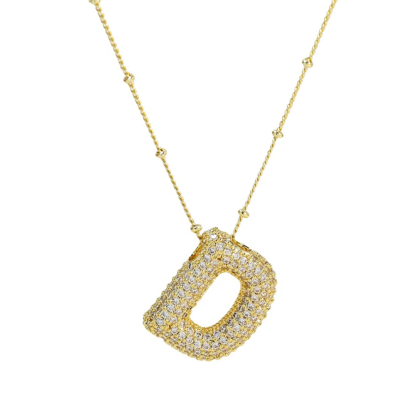 Initial Bubble Necklace - Classic 18K Gold Jewelry Set