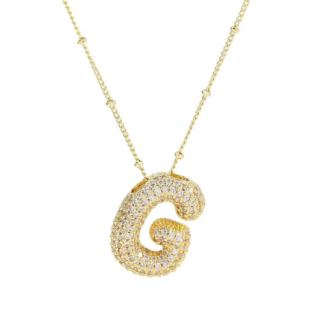 Initial Bubble Necklace - Classic 18K Gold Jewelry Set