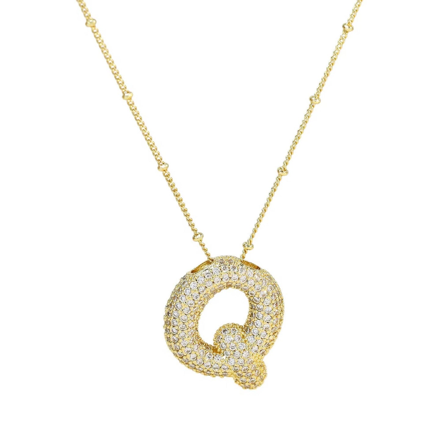 Initial Bubble Necklace - Classic 18K Gold Jewelry Set