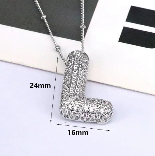Zircon Bubble Letter Pendant.