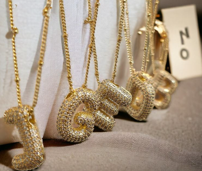 Initial Bubble Necklace - Classic 18K Gold Jewelry Set