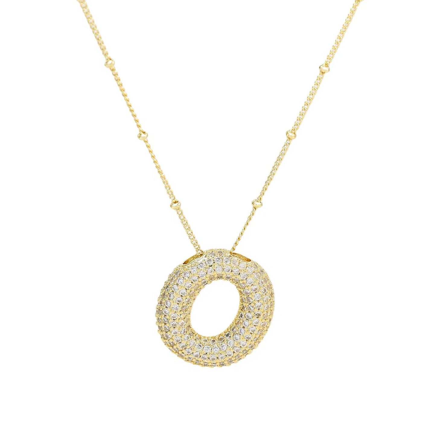 Initial Bubble Necklace - Classic 18K Gold Jewelry Set