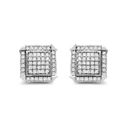 10K White Gold 1.0 Cttw Diamond Composite with Halo Stud Earrings