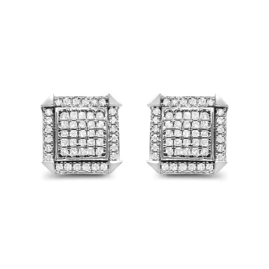 10K White Gold 1.0 Cttw Diamond Composite with Halo Stud Earrings