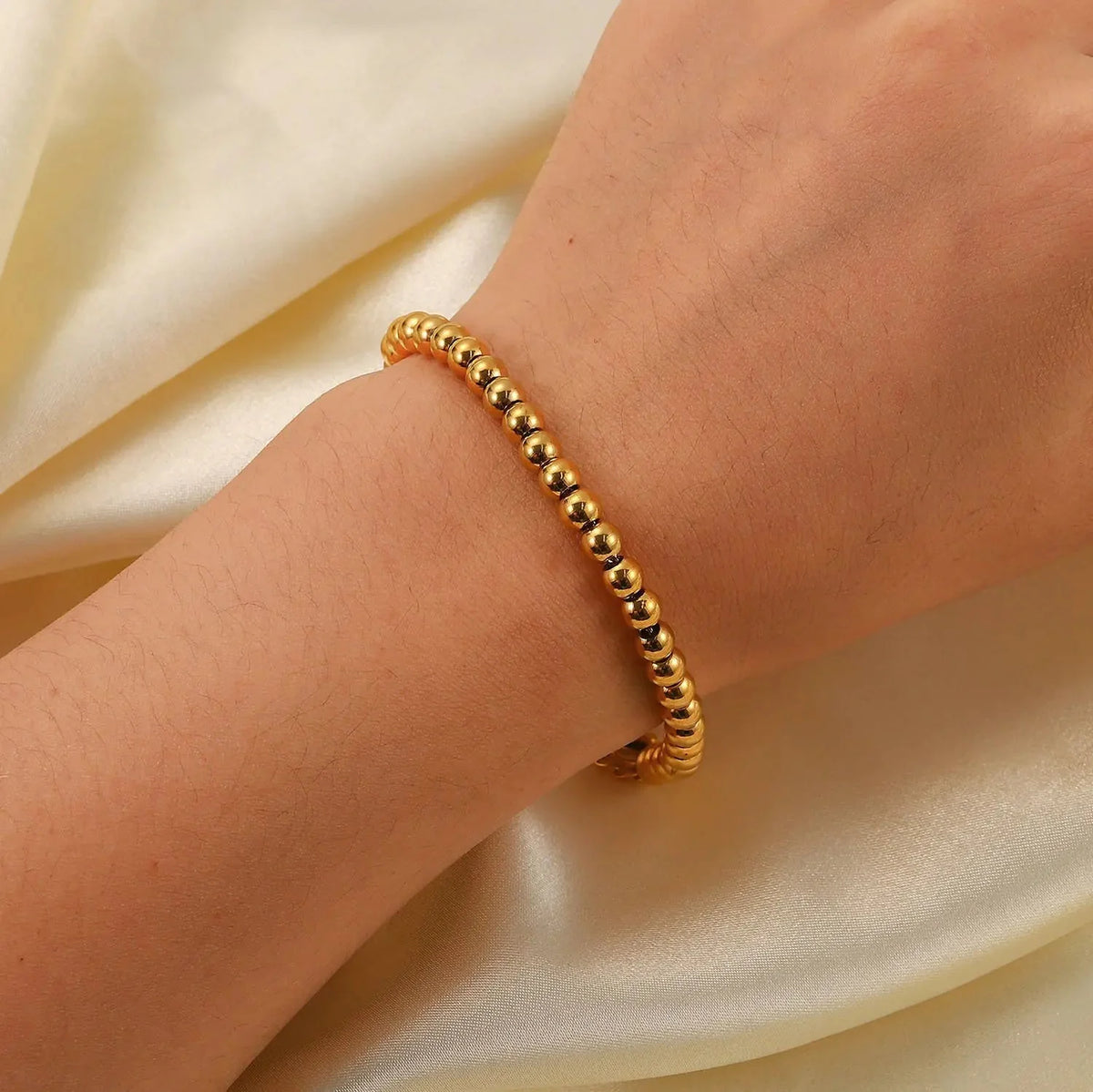 18K gold-plated-Plated Stainless Steel Bead Bracelet
