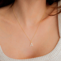 18K gold-plated-Plated Zircon Initial Necklace.