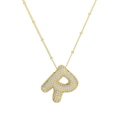 Initial Bubble Necklace - Classic 18K Gold Jewelry Set