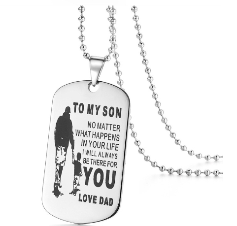 "To My Son Stainless Steel Family Necklace with Pendant" Chucaessentials