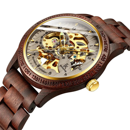 Classic Wooden Men's Mechanical Watch.