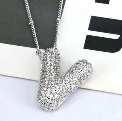 Zircon Bubble Letter Pendant.