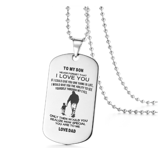 "To My Son Stainless Steel Family Necklace with Pendant" Chucaessentials