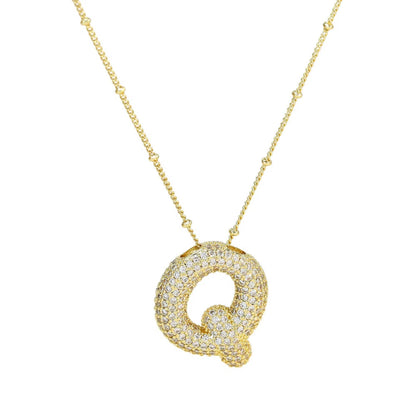 Initial Bubble Necklace - Classic 18K Gold Jewelry Set