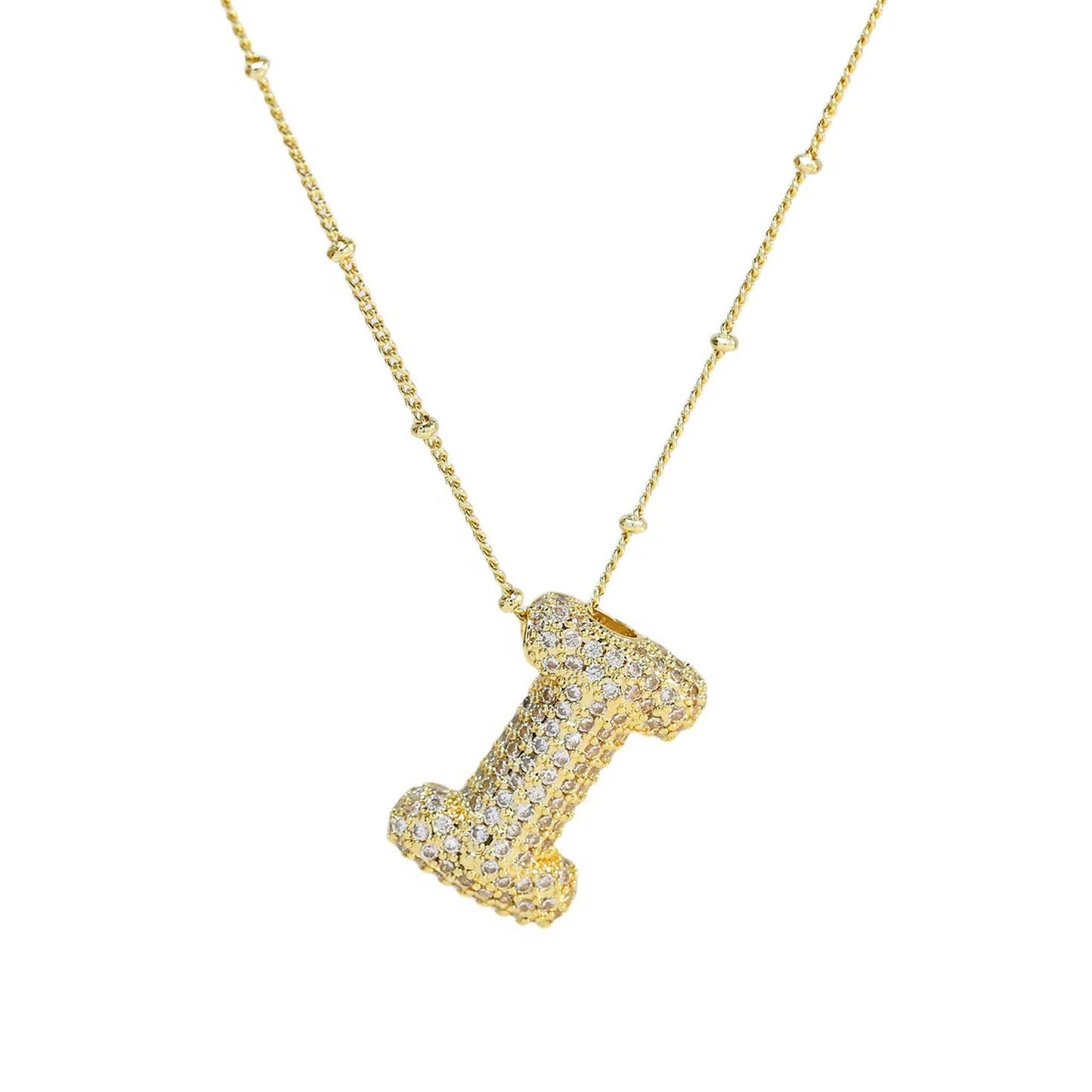 Initial Bubble Necklace - Classic 18K Gold Jewelry Set
