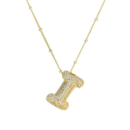 Initial Bubble Necklace - Classic 18K Gold Jewelry Set