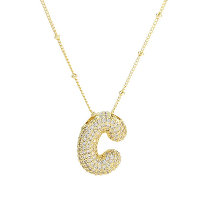 Initial Bubble Necklace - Classic 18K Gold Jewelry Set