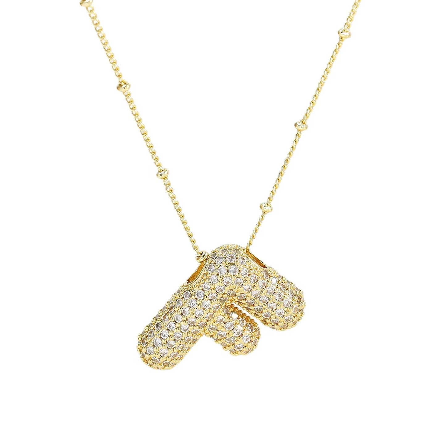 Initial Bubble Necklace - Classic 18K Gold Jewelry Set