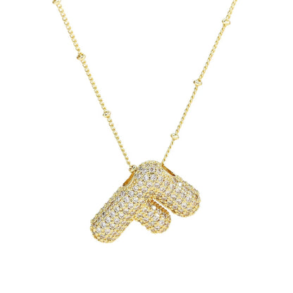 Initial Bubble Necklace - Classic 18K Gold Jewelry Set