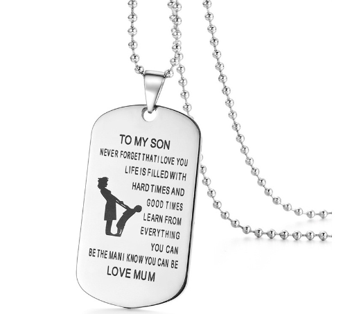 "To My Son Stainless Steel Family Necklace with Pendant" Chucaessentials