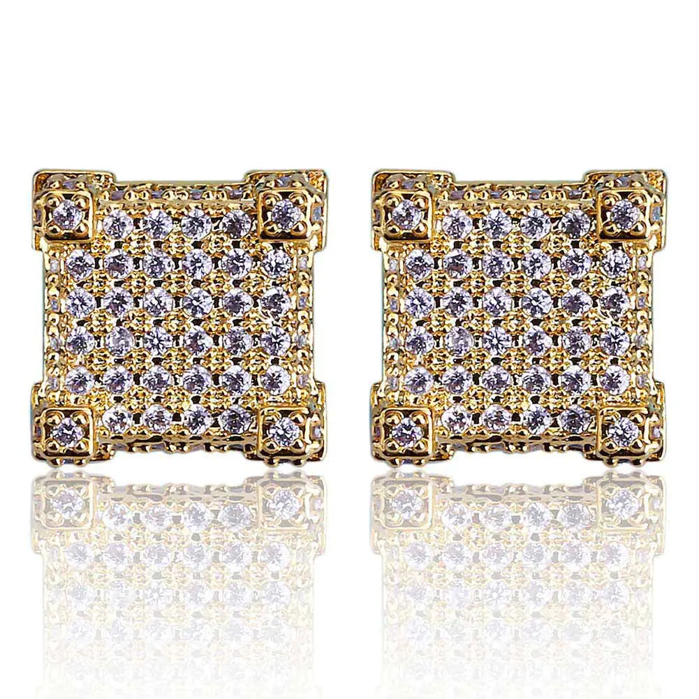 Hip Hop Men's 925 Silver Earrings with Zircon Stones