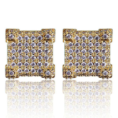 Hip Hop Men's 925 Silver Earrings with Zircon Stones