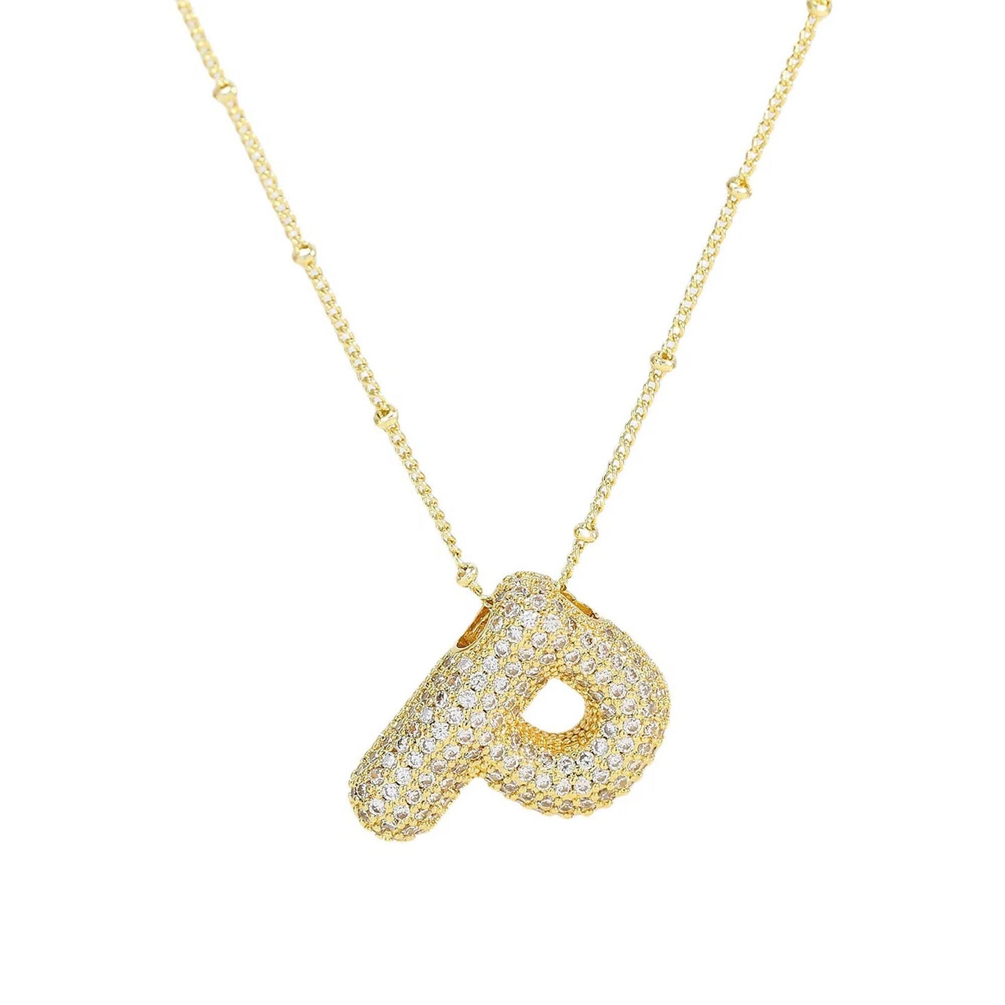 Initial Bubble Necklace - Classic 18K Gold Jewelry Set