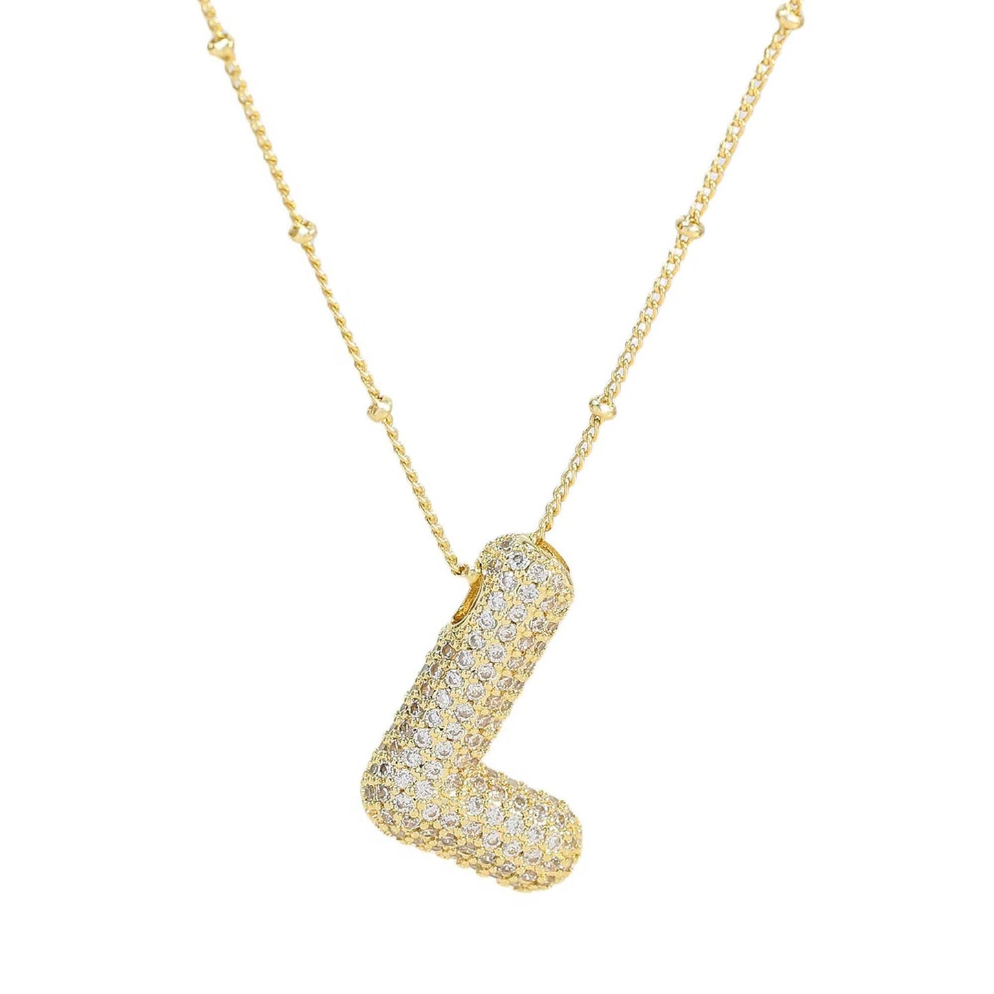 Initial Bubble Necklace - Classic 18K Gold Jewelry Set