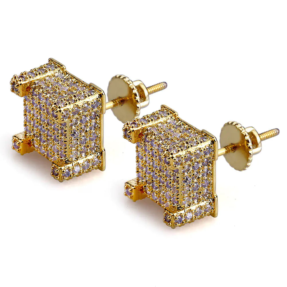 Hip Hop Men's 925 Silver Earrings with Zircon Stones