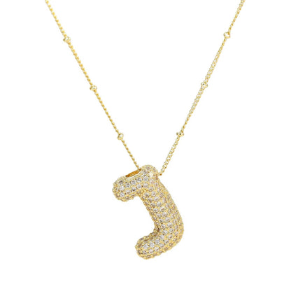 Initial Bubble Necklace - Classic 18K Gold Jewelry Set