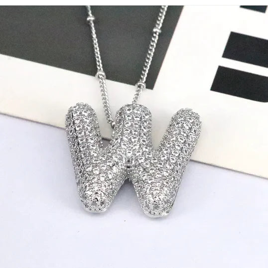 Zircon Bubble Letter Pendant.