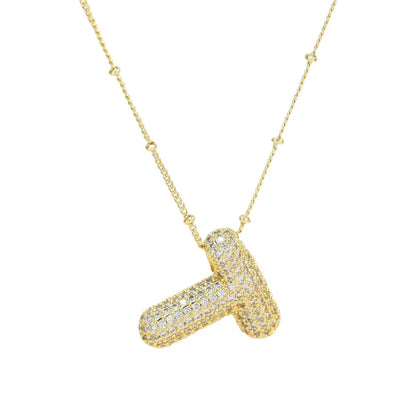 Initial Bubble Necklace - Classic 18K Gold Jewelry Set