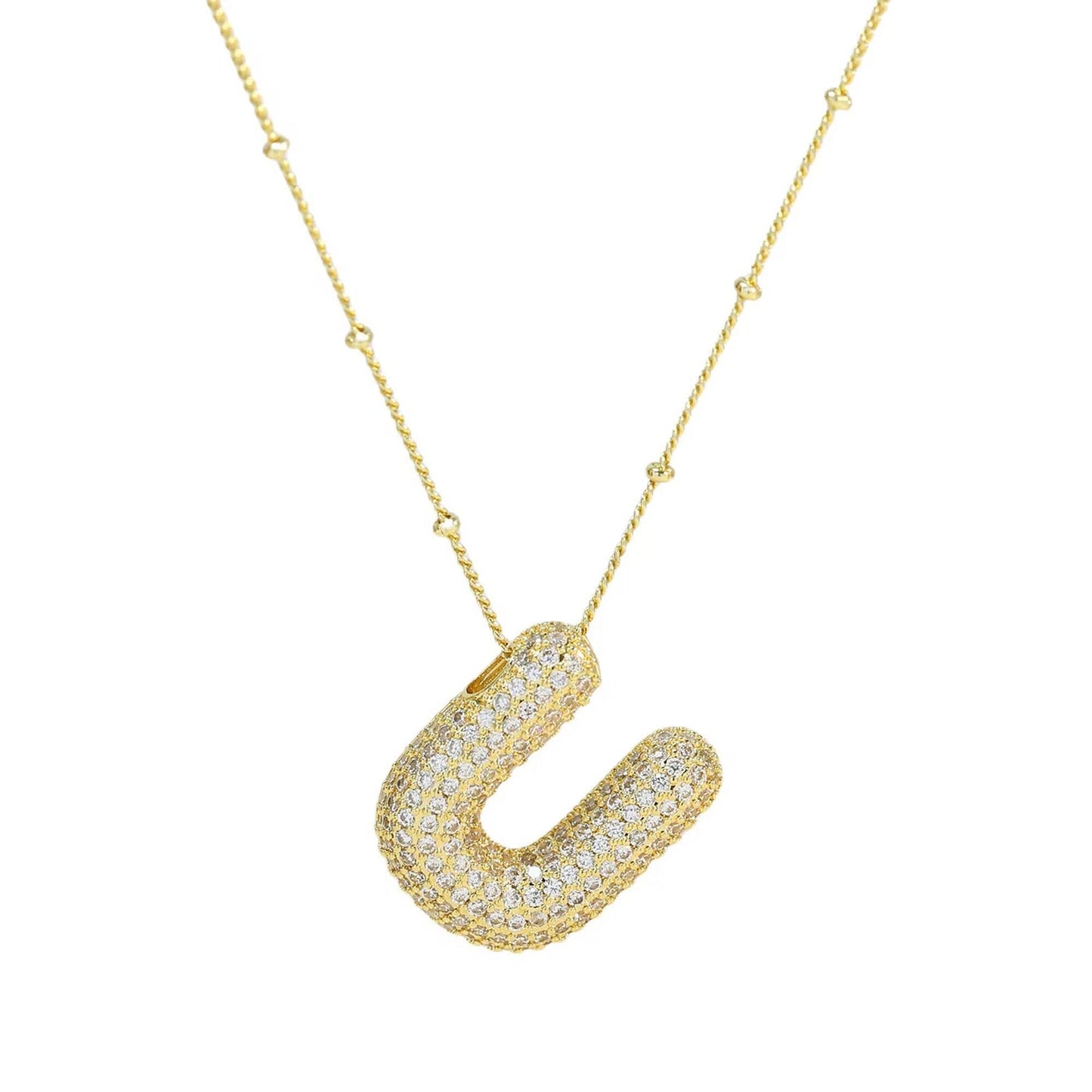 Initial Bubble Necklace - Classic 18K Gold Jewelry Set