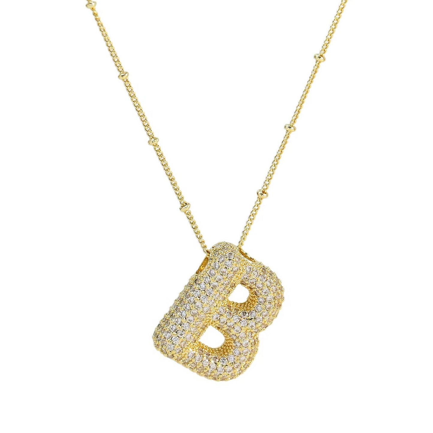 Initial Bubble Necklace - Classic 18K Gold Jewelry Set