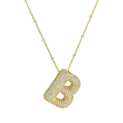 Initial Bubble Necklace - Classic 18K Gold Jewelry Set