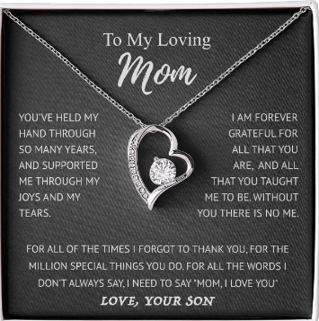 Elegant Heart Pendant Necklace Gift Set for Mom (One) Chucaessentials