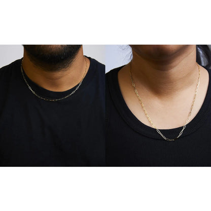 Men Solid 14K Gold 2.5mm Paperclip Chain Necklace