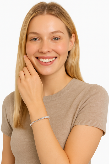 925 Sterling Silver 8mm Bead Chain Bracelets