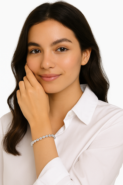 925 Sterling Silver 8mm Bead Chain Bracelets