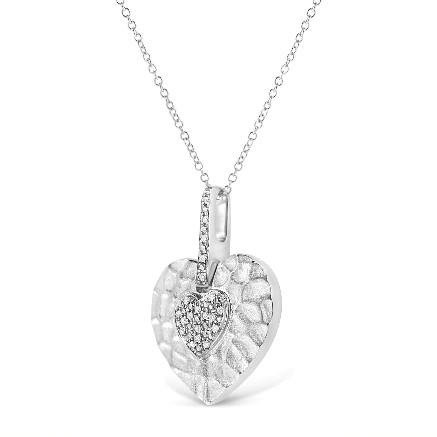 Sterling Silver Heart Pendant with Diamonds