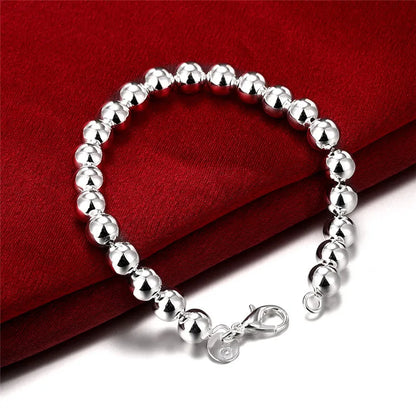 925 Sterling Silver 8mm Bead Chain Bracelets