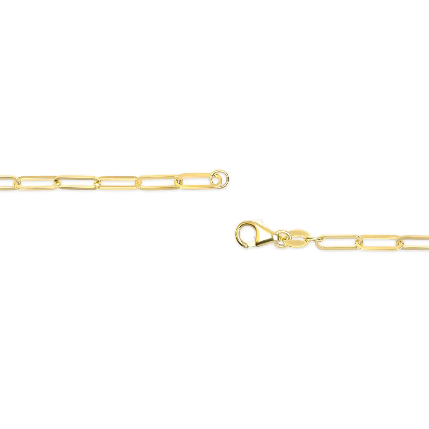 Men Solid 14K Gold 2.5mm Paperclip Chain Necklace