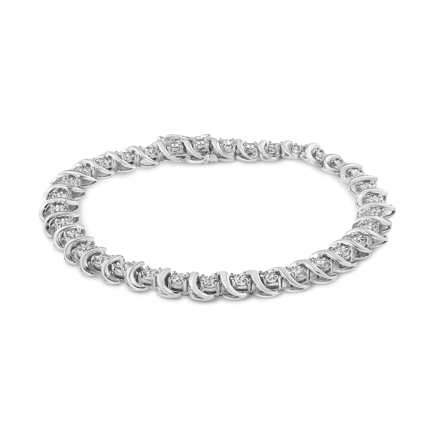 .925 Sterling Silver 1/3 Cttw Miracle-Set Diamond "S" Link Tennis Bracelet