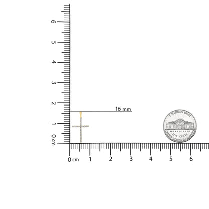 14K Yellow Gold Plated .925 Sterling Silver 1/2 Cttw Champagne Diamond Cross Pendant Necklace Chucaessentials