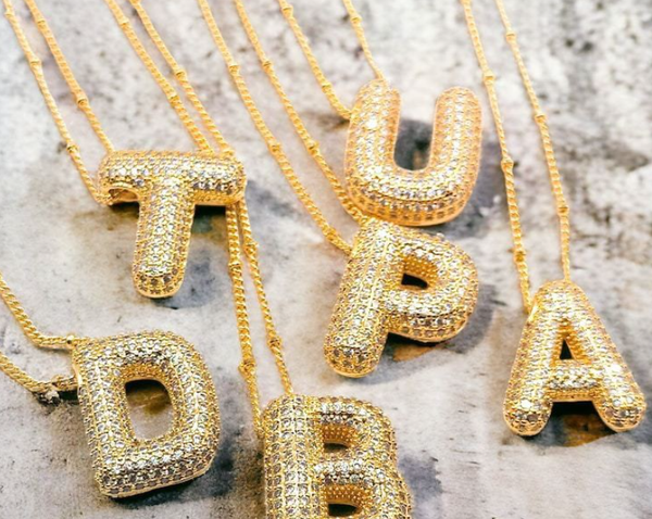 Initial Bubble Necklace - 18K gold-plated Plated