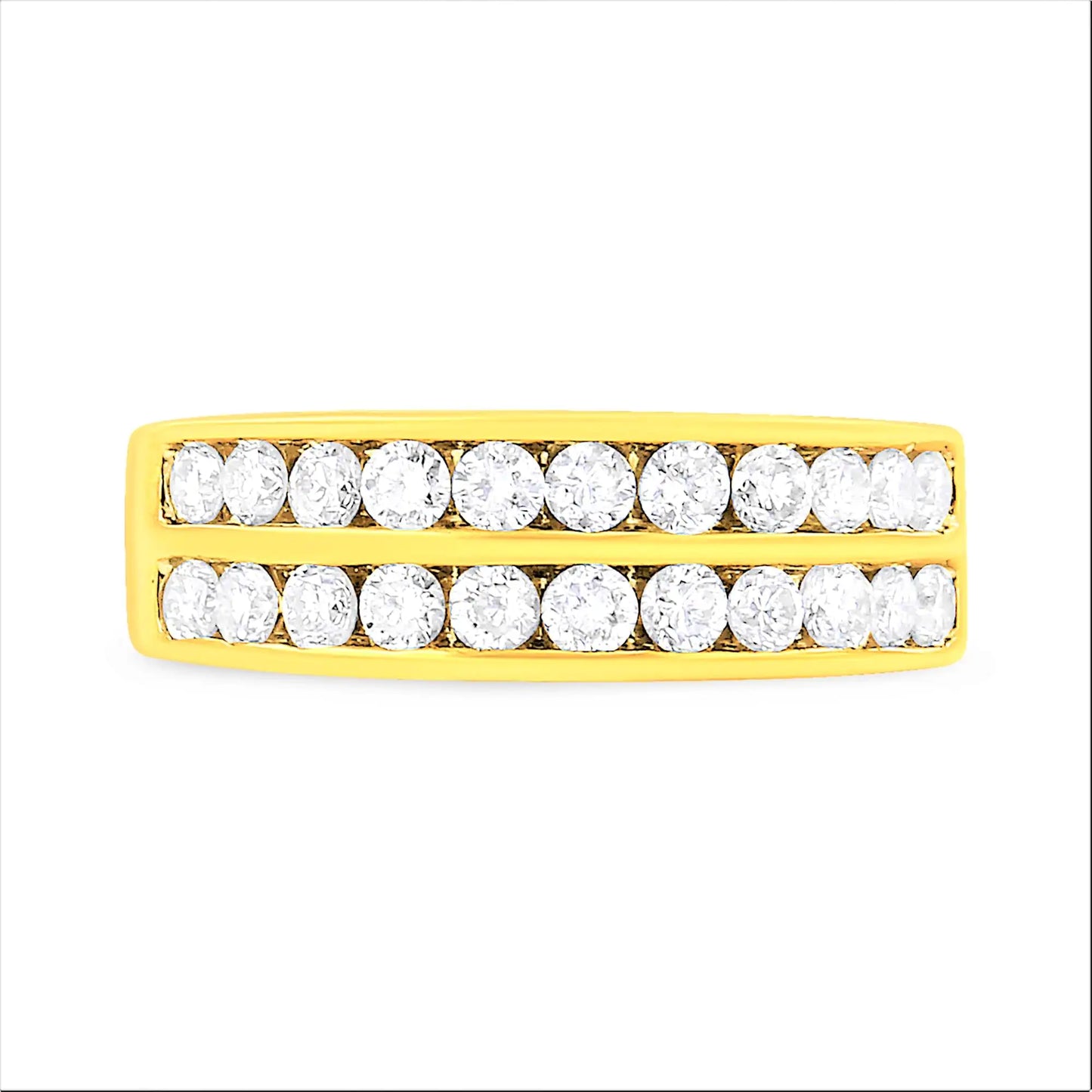 10K Yellow Gold Two-Row Diamond Band Ring (1 Cttw, J-K Color, I1-I2 Clarity)