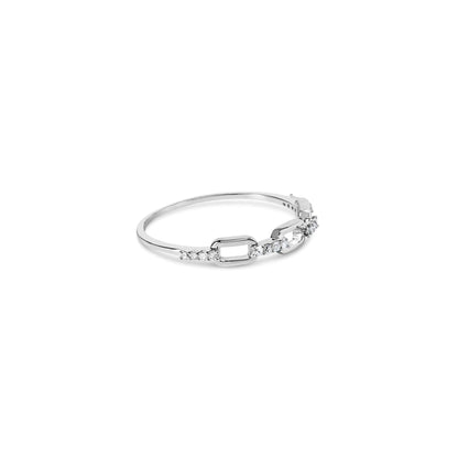 .925 Sterling Silver Diamond Accent Paperclip Band Ring