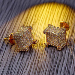 Men's sterling-silver plated plated CZ Square Stud Earrings