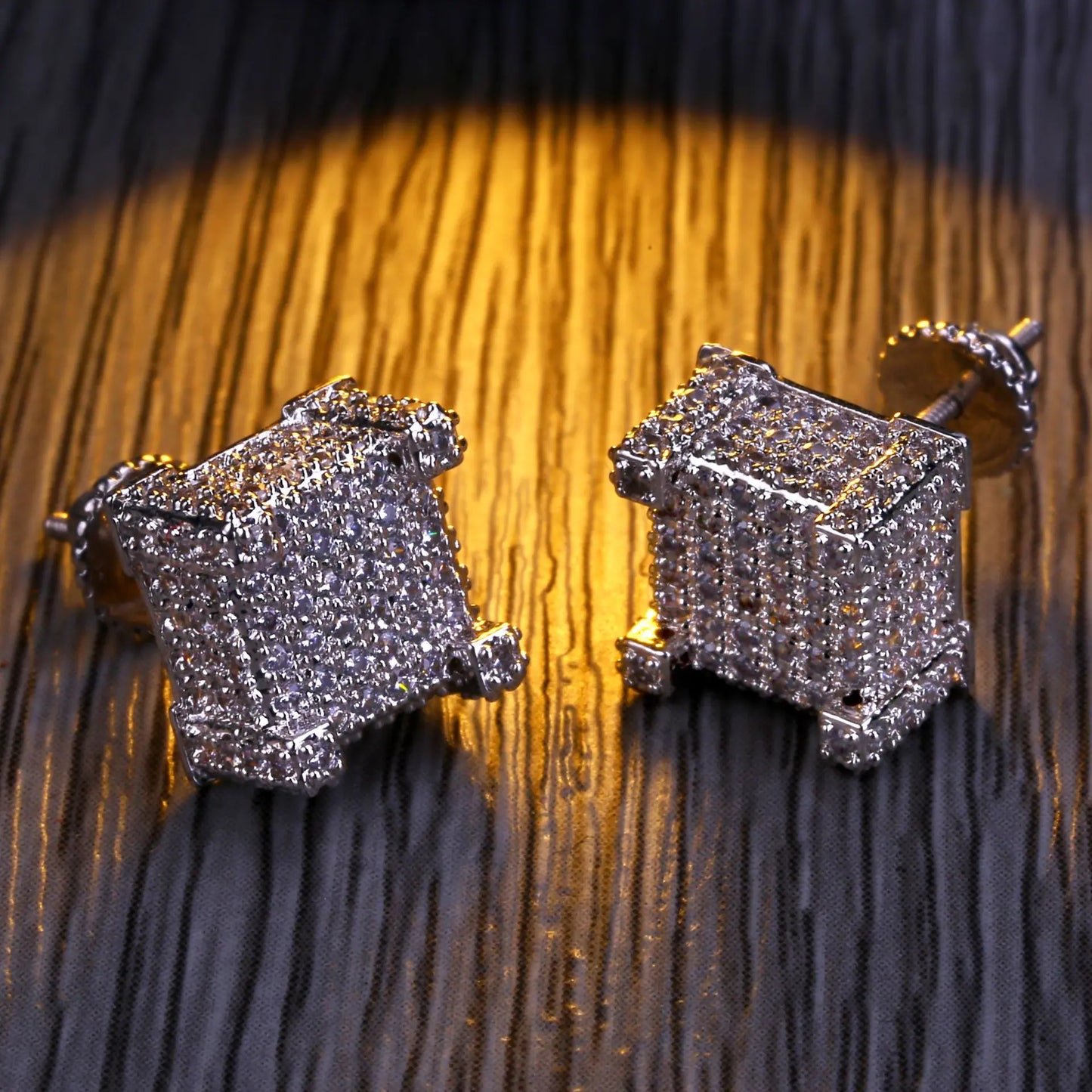 Hip Hop Men's 925 Silver Earrings with Zircon Stones