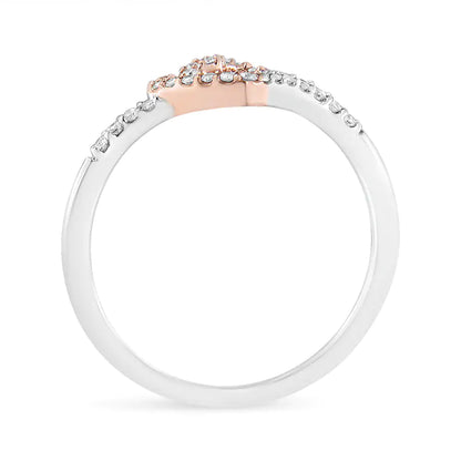 14K Rose Gold Plated and White .925 Sterling Silver 1/5 Cttw Round-Cut Diamond Open Heart Promise Ring (I-J Color, I2-I3 Clarity)