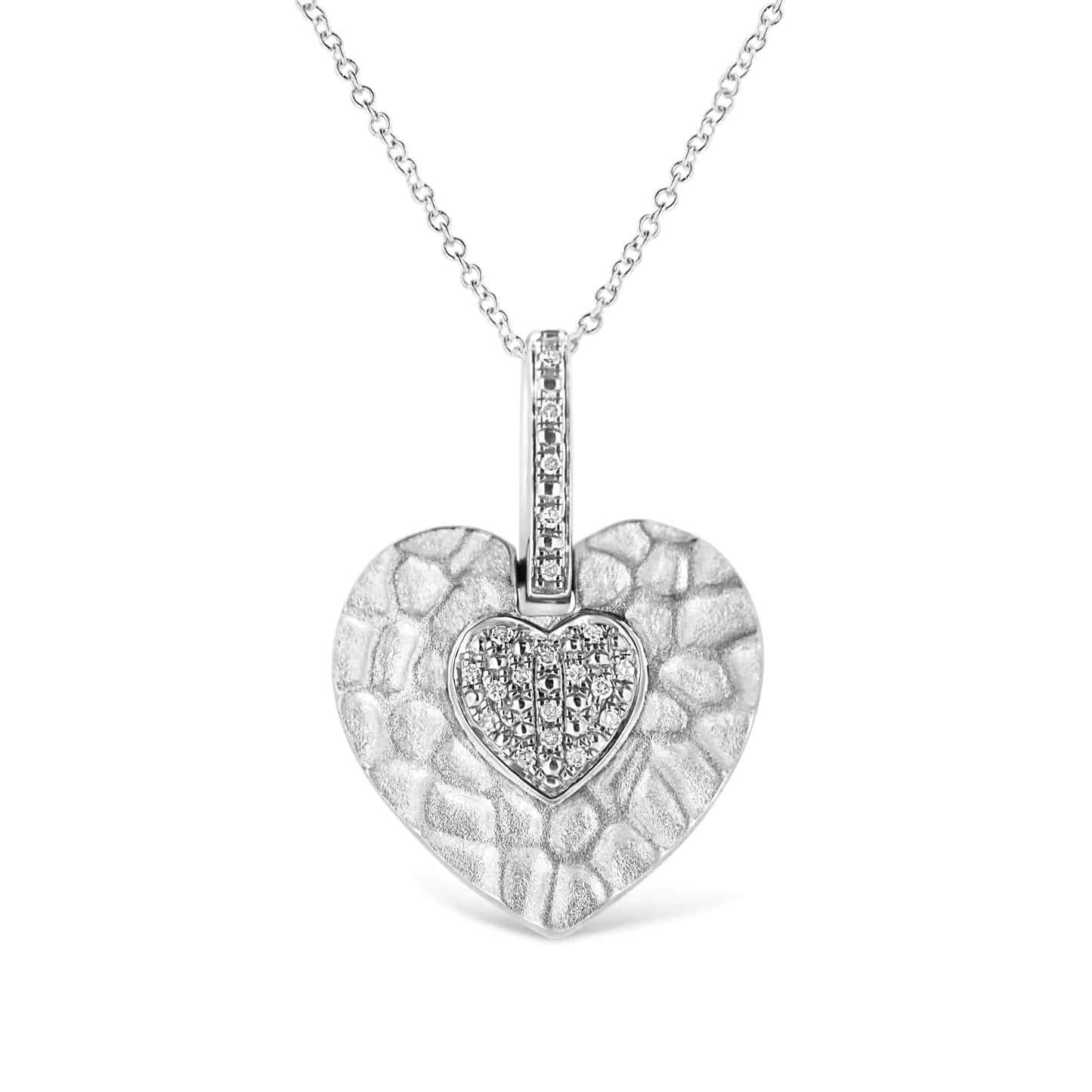 Sterling Silver Heart Pendant with Diamonds