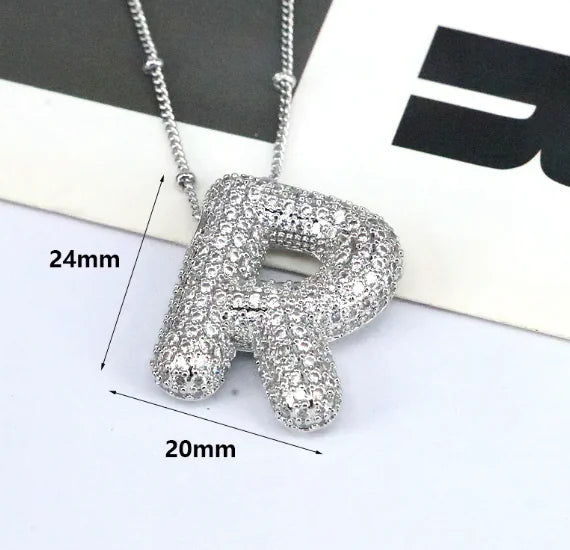 Zircon Bubble Letter Pendant.